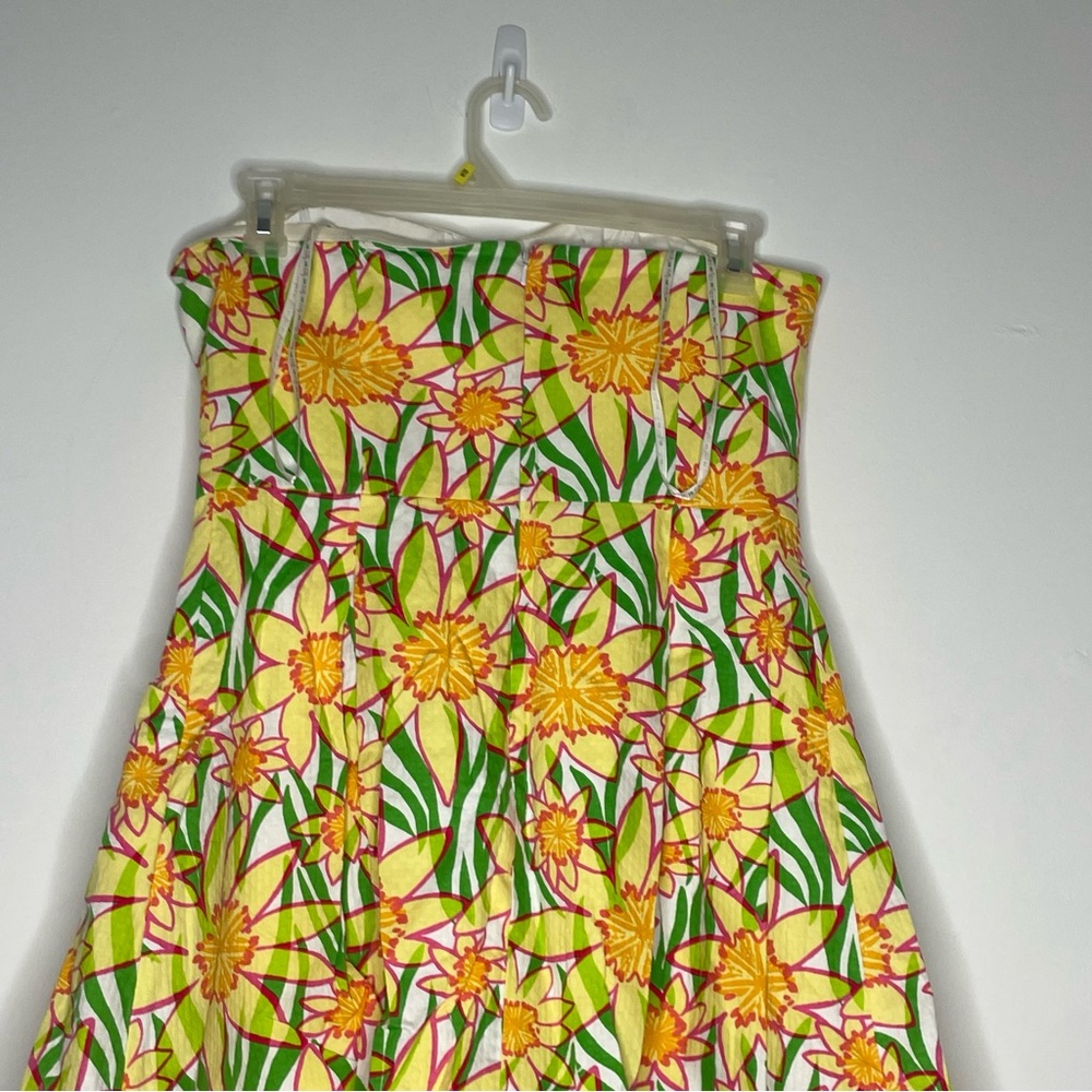Lilly Pulitzer Wyatt Daffies “Daffodil Floral" Strapless dress pockets Size 12 - Picture 5 of 14